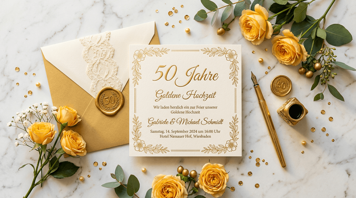 Einladung goldene Hochzeit: Texte & Vorlagen