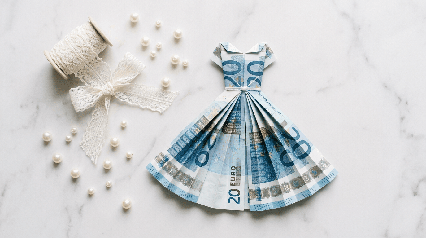 Geldschein Kleid falten: Anleitung für das Brautkleid aus Geld