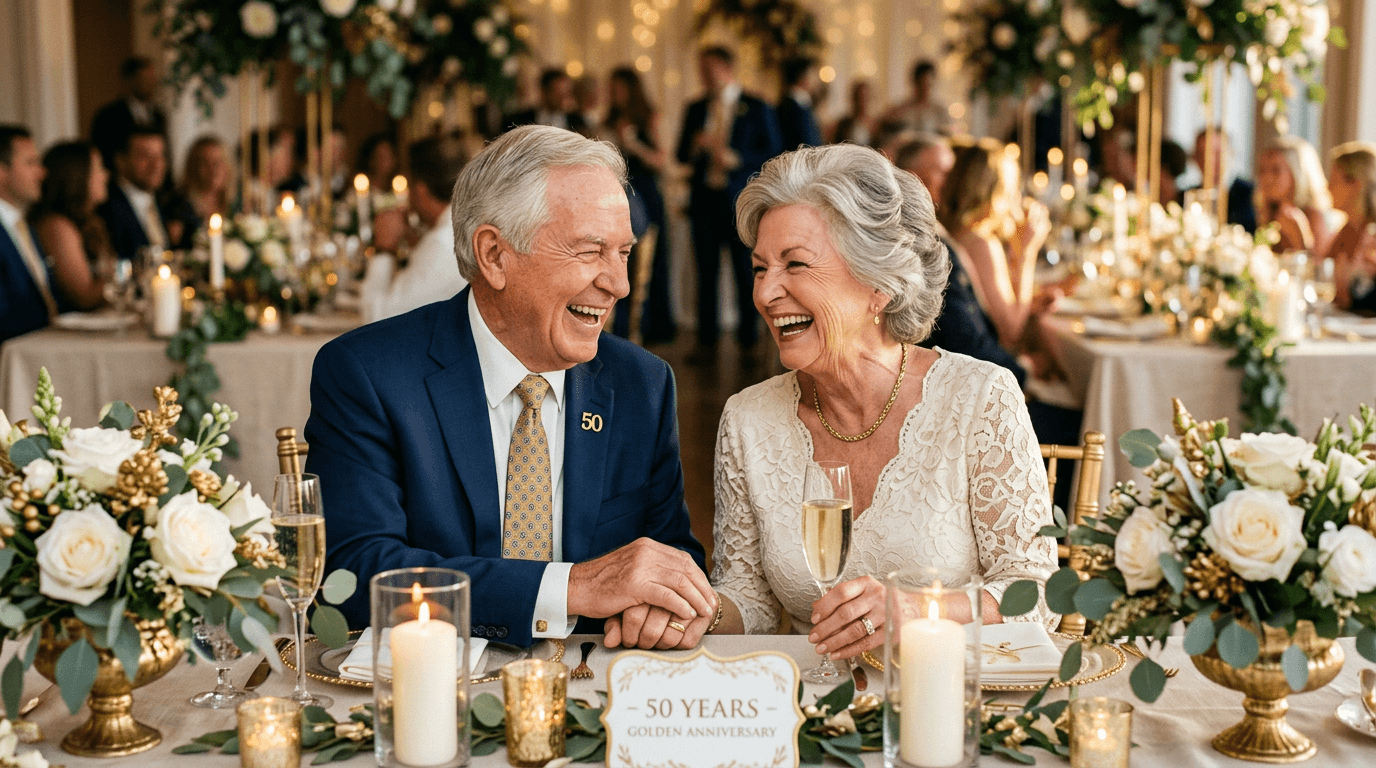 Lustige Glückwünsche zur goldenen Hochzeit: Humor nach 50 Ehejahren